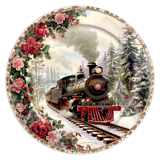 Christmas Train, DCO-102705-D, Sign For Wreath, 10" Wood Sign