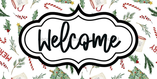 Christmas Welcome Sign Dco-00655 For Wreath 6X12 Metal