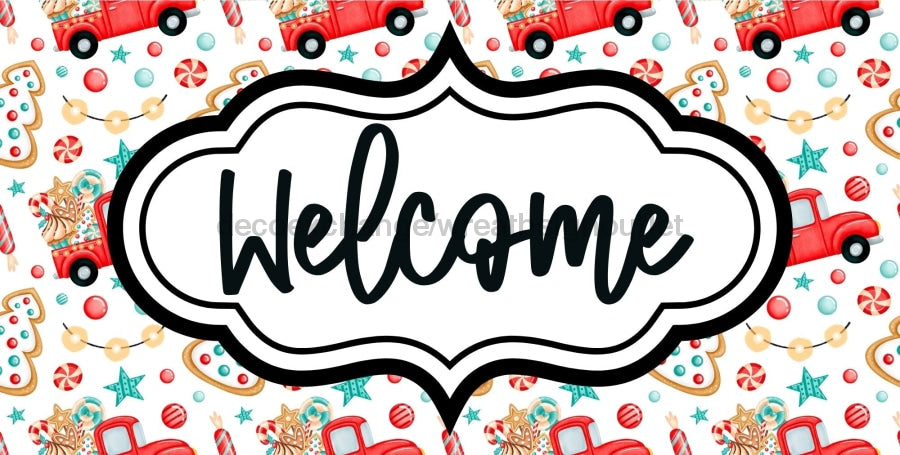 Christmas Welcome Sign Dco-00657 For Wreath 6X12 Metal