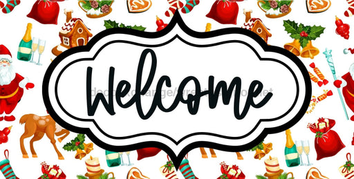 Christmas Welcome Sign Dco-00668 For Wreath 6X12 Metal
