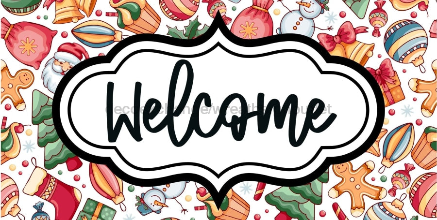 Christmas Welcome Sign Dco-00681 For Wreath 6X12 Metal