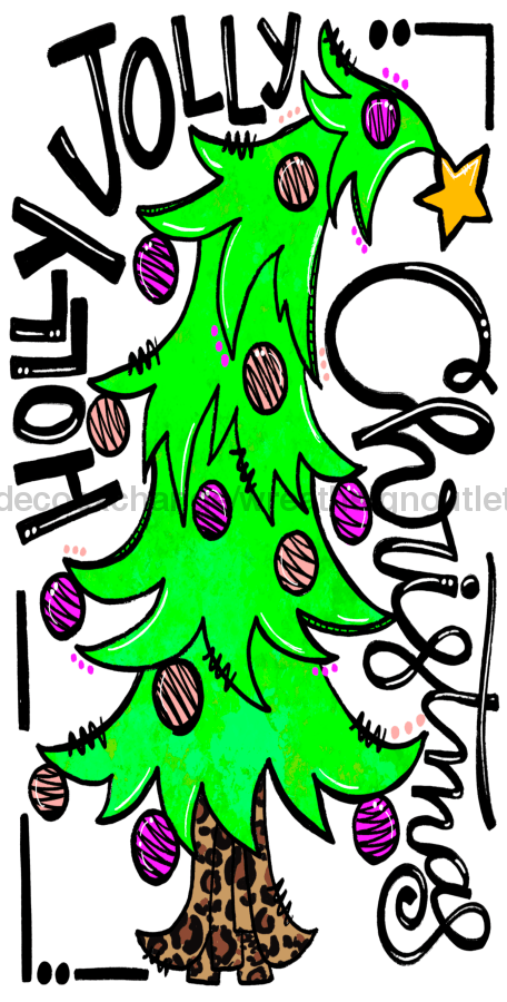 Christmas - Holly Jolly Christmas 6"x12" Metal Sign DECOE-074 - DecoExchange