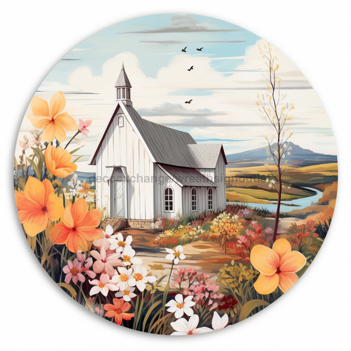 Church Sign Spring Dco-00865 For Wreath 10 Round Metal