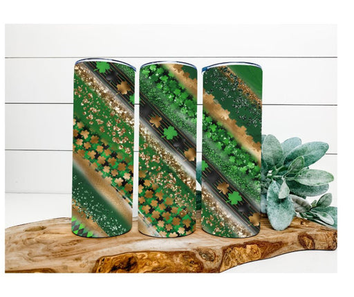 Clover Tumbler, Green and Glitter Tumbler 20 oz Skinny Tumbler DECOETUMBLER-218 - DecoExchange®
