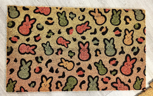Colored Leopard Easter Bunny Doormat, Easter Doormat, Leopard Doormat, Home Doormat, Rabbit Doormat, Coir Doormat, Welcome Mat, New Home Gift, Housewarming Gift, Welcome Doormat - DECOE-CM-008 - DecoExchange®