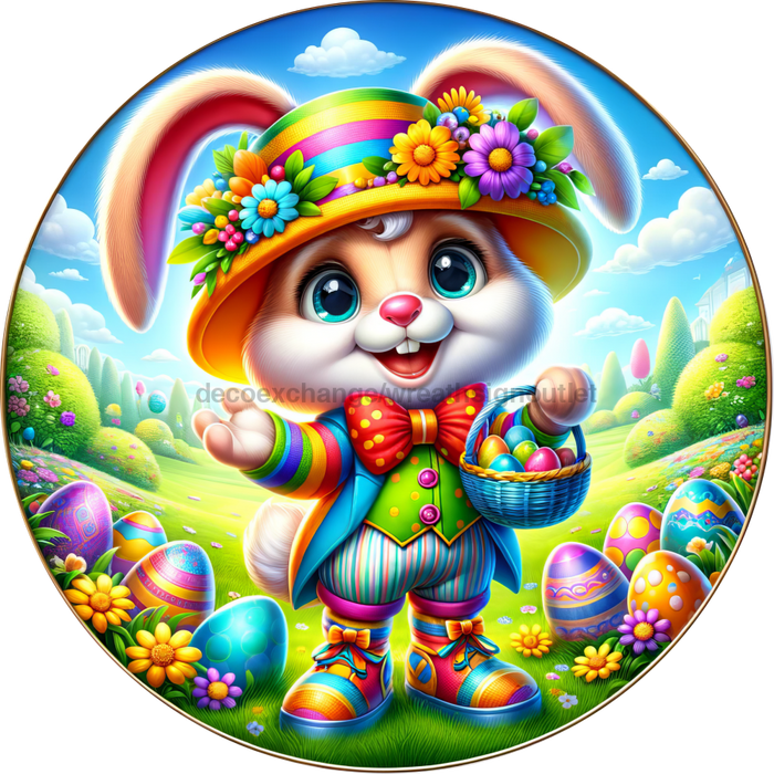 Colorful Easter Sign Bunny Decoe-5176 10’ Metal Round
