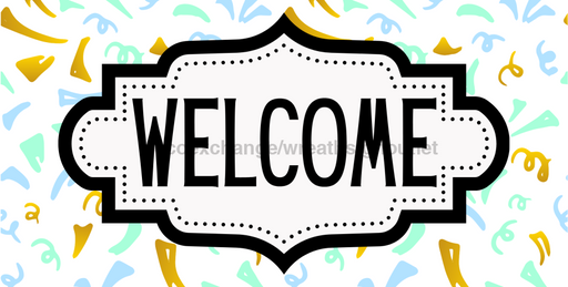Confetti Welcome Sign, DCO-01251, Sign For Wreath, 6x12" Metal Sign - DecoExchange®