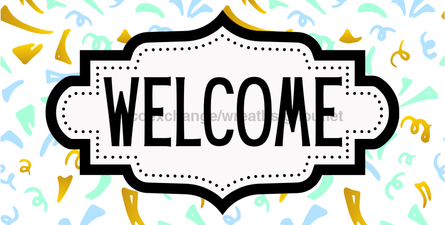 Confetti Welcome Sign, DCO-01251, Sign For Wreath, 6x12" Metal Sign - DecoExchange®