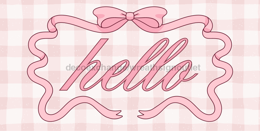Coquette Hello Sign Dco - 01436 For Wreath 6X12’ Metal
