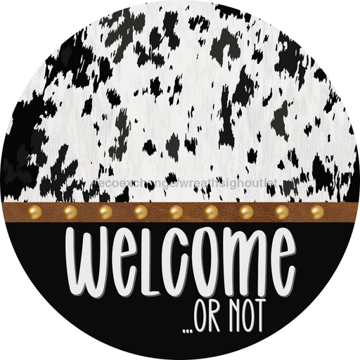 Cow Door Hanger Funny Welcome Dco-01366-Dh 18’ Round Wood