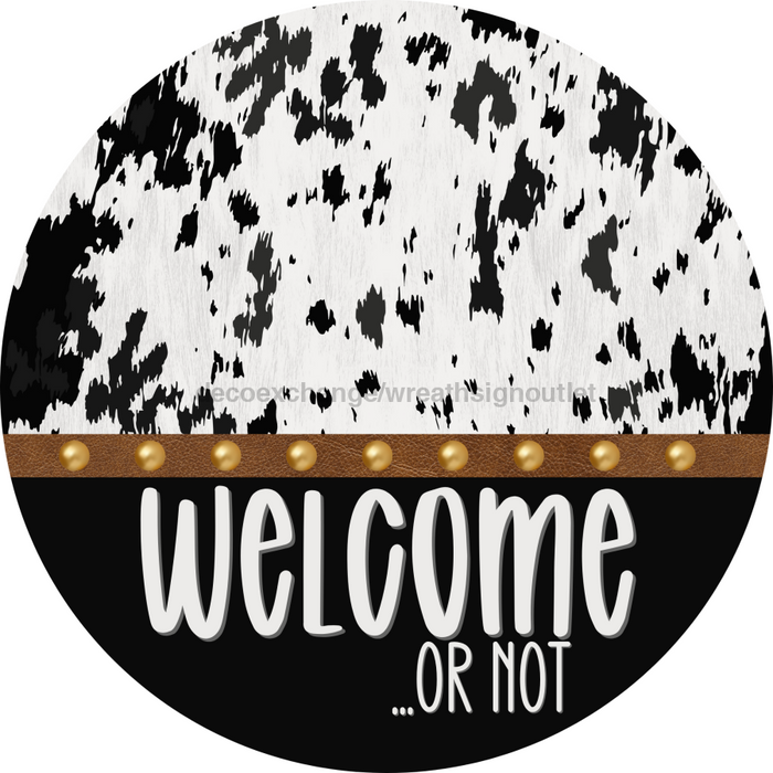 Cow Door Hanger Funny Welcome Dco-01366-Dh 18’ Round Wood