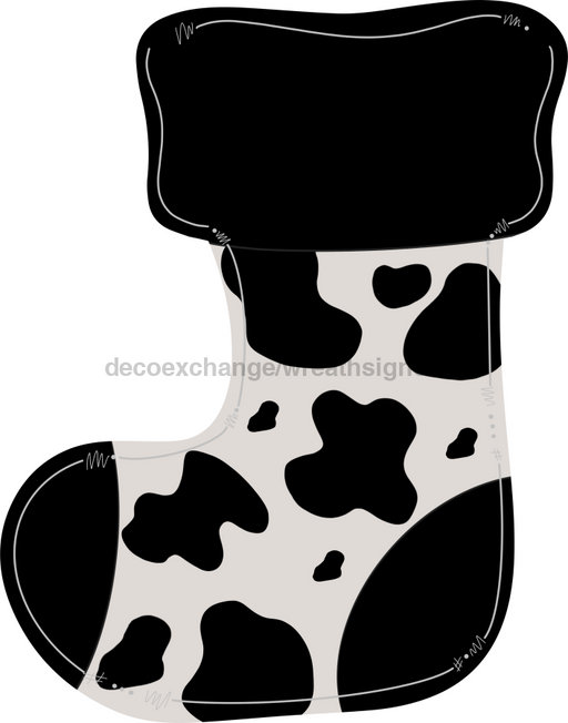 Cow Stocking Sign Animal Print Door Hanger Wood Sign Decoe-W-194 22