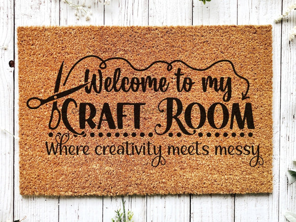 Craft room Doormat, Crafter Gift, Welcome Mat, Housewarming Gift, Craft room sign, Funny Door Mat, messy crafter gift - DecoExchange