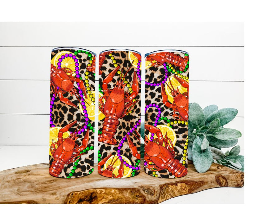 Crawfish and Beads Tumbler, Leopard Tumbler 20 oz Skinny Tumbler DECOETUMBLER-240 - DecoExchange®