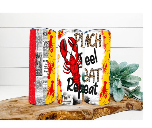 Crawfish Tumbler, Pinch, Peel, Eat, Repeat 20 oz Skinny Tumbler DECOETUMBLER-016 - DecoExchange®