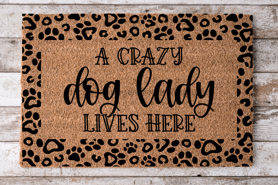 Crazy Dog Lady Lives Here - Animal Print Dog Door Mat - 30x18" Coir Door Mat - DECOE-CM-031 - DecoExchange