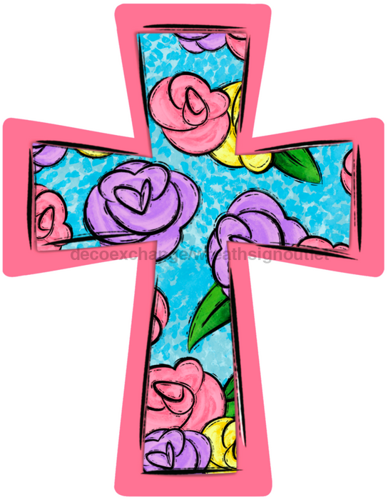 Cross Door Hanger Floral Decoe-W-765-Dh 22’ Wood