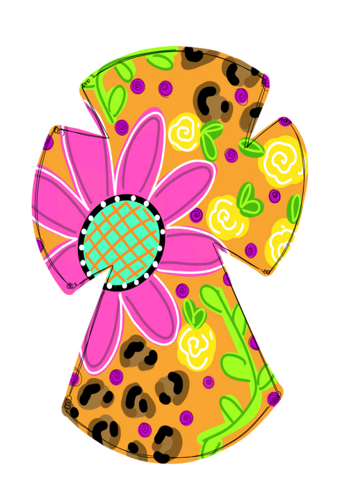 Cross Door Hanger Floral Wood Sign Decoe-W-531 22