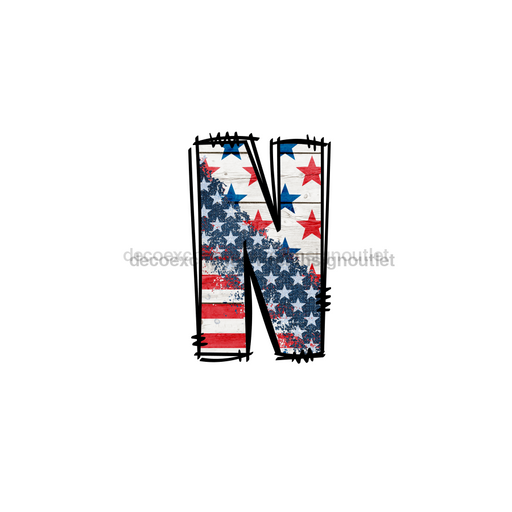 Custom Patriotic Initial Sign Door Hanger Rustic Wood Sign Decoe-W-307 22 N