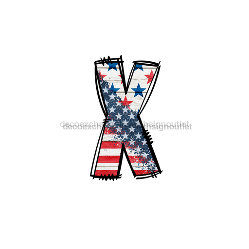 Custom Patriotic Initial Sign Door Hanger Rustic Wood Sign Decoe-W-307 22 X