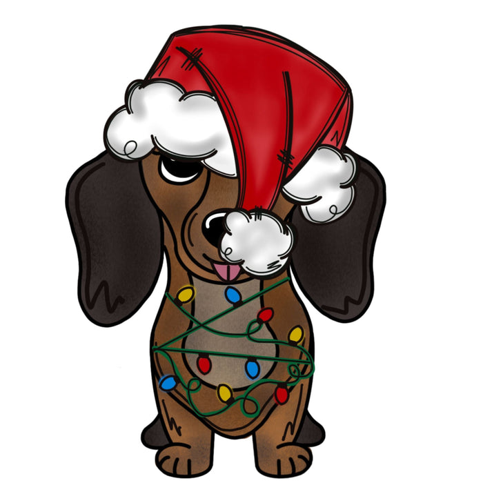 Dachshund Christmas Door Hanger, MJ-W-00120-DH, 22in Wood Door Hanger