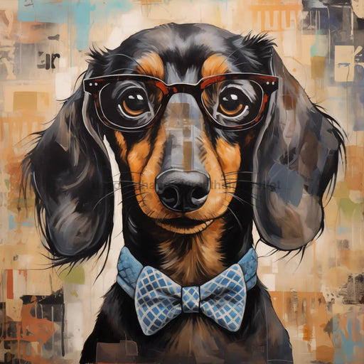 Dachshund Dog With Glasses Sign Funny Animal Wall Art Dco - 01353 For Wreath 10X10’ Metal
