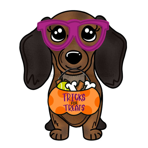 Dachshund Halloween Door Hanger, MJ-W-00118-DH, 22in Wood Door Hanger