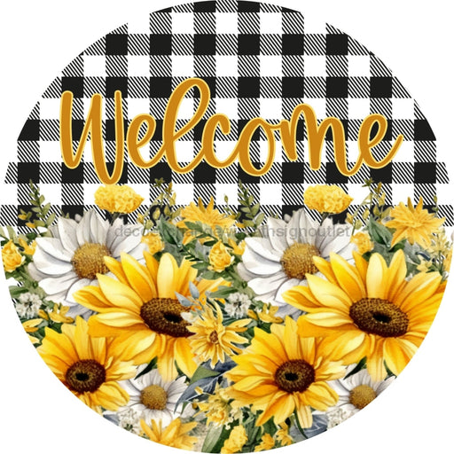 Daisy Sign Welcome Dco-00817 For Wreath 10 Round Metal