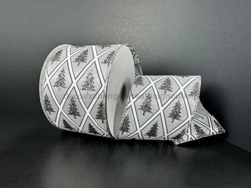 Dk Grey Stn/Slv Snwflk Dmnd 2.5’’X10Y 73526-40-51 Ribbon