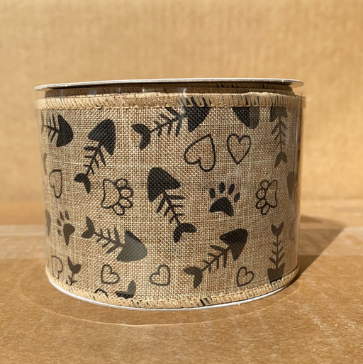 Dark Nat Fish Bone Paws Linen, 2.5"X10Y Q919940-15 - DecoExchange