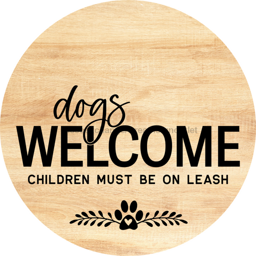 Dog Door Hanger Dogs Welcome Dco-01055 Sign For Wreath 18 Round