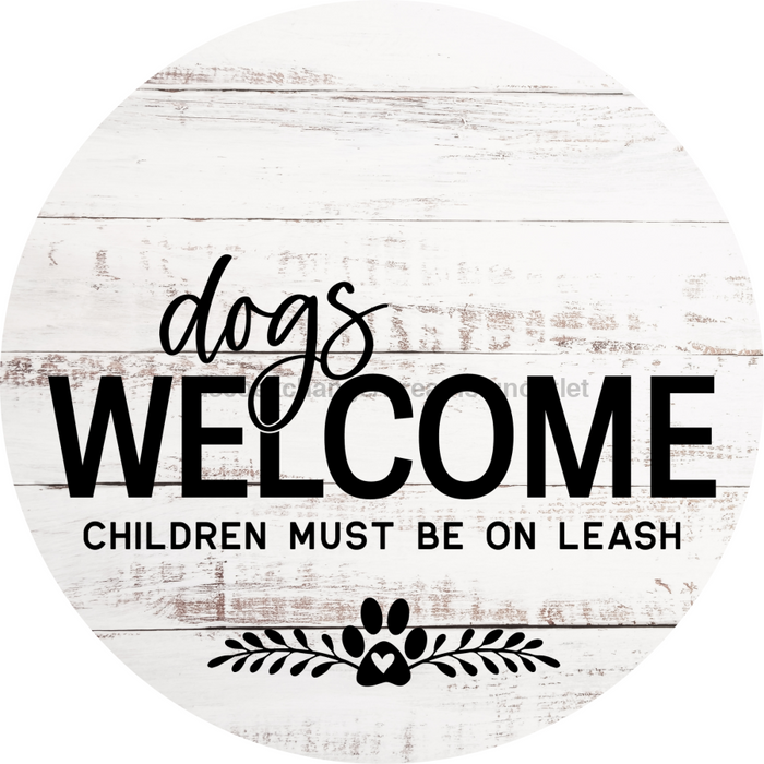 Dog Door Hanger Dogs Welcome Dco-01056 Sign For Wreath 18 Round