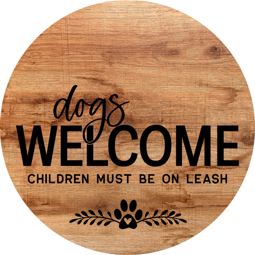 Dog Door Hanger Dogs Welcome Dco-01057 Sign For Wreath 18 Round
