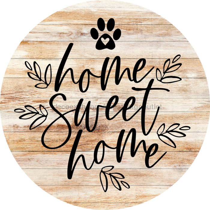 Dog Door Hanger Home Sweet Dco-01093 Sign For Wreath 18 Round