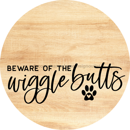 Dog Door Hanger Wigglebutts Dco-01067 Sign For Wreath 18 Round