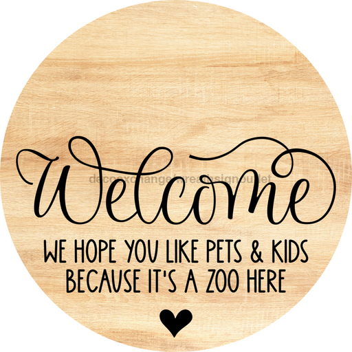 Dog Door Hanger Zoo In Here Dco-01071 Sign For Wreath 18 Round