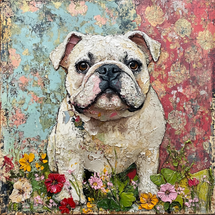 Dog Sign, English Bulldog Sign, DCO-12941, Sign For Wreath, 10x10" Metal Sign