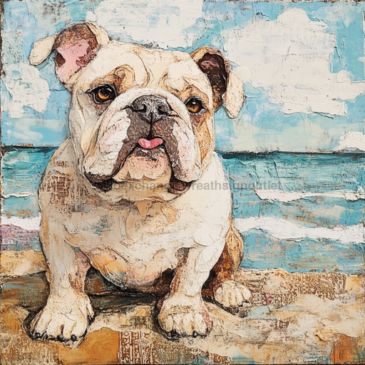 Dog Sign, English Bulldog Sign, DCO-12943, Sign For Wreath, 10x10" Metal Sign