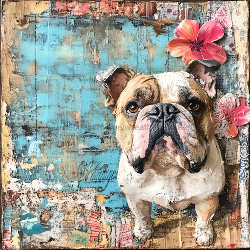 Dog Sign, English Bulldog Sign, DCO-12955, Sign For Wreath, 10x10" Metal Sign