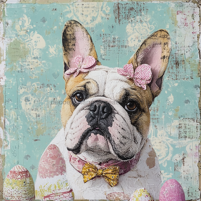 Dog Sign, English Bulldog Sign, DCO-12962, Sign For Wreath, 10x10" Metal Sign