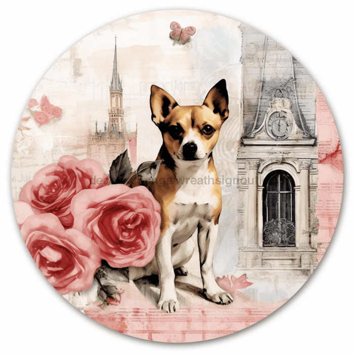 Dog Sign Valentine Dco-00891 For Wreath 10 Round Metal