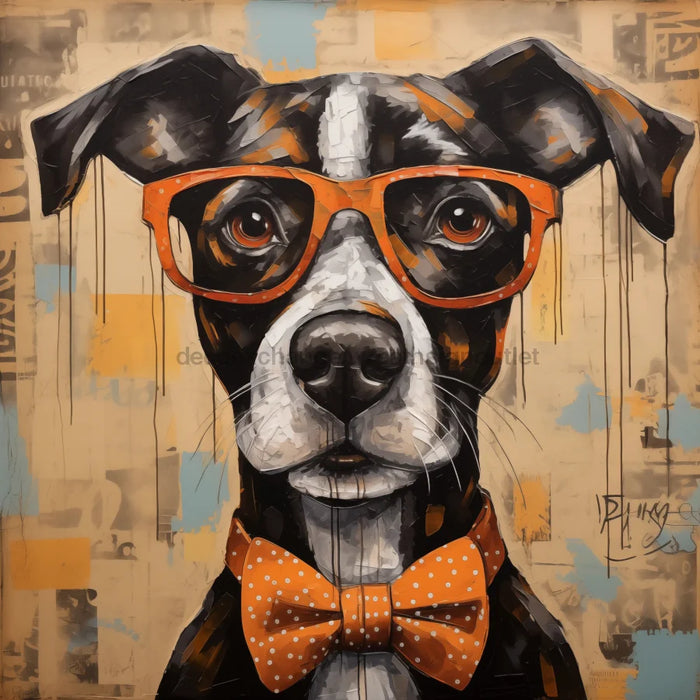 Dog With Glasses Sign Funny Animal Wall Art Dco-01180 For Wreath 10X10 Metal