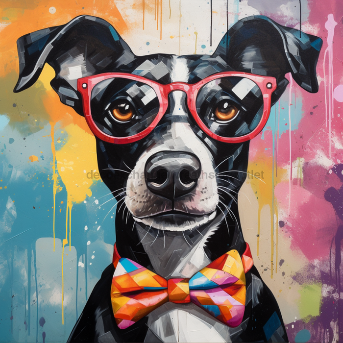 Dog With Glasses Sign Funny Animal Wall Art Dco-01181 For Wreath 10X10 Metal