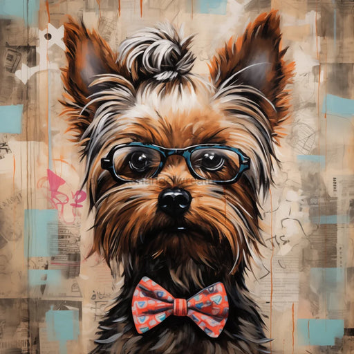 Dog With Glasses Sign Yorkie Funny Animal Wall Art Dco-01137 For Wreath 10X10 Metal