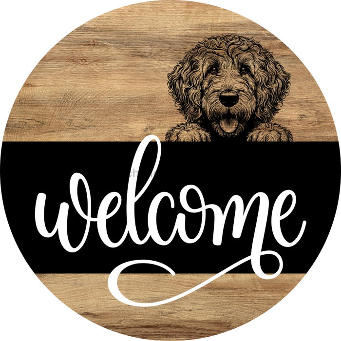 Dog Door Hanger, Hello Brought Treats Door Hanger, DCO-01975-DH, 18" Round Wood