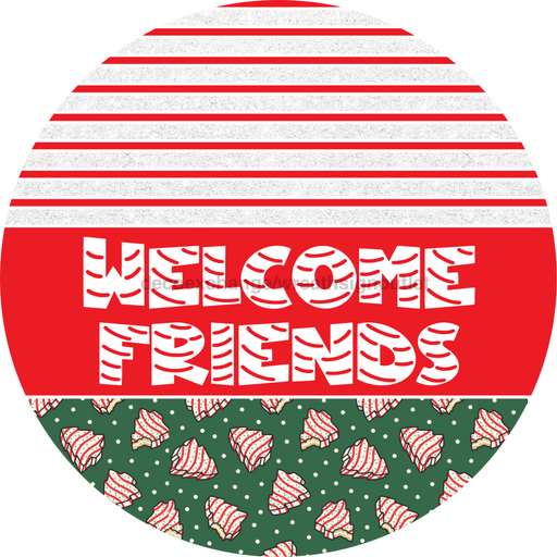 Door Hanger, Christmas Sign, Green Christmas Cake Sign, Welcome Sign, 18" Wood Sign, Round Sign, DecoExchange - DecoExchange®