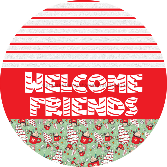 Door Hanger, Christmas Sign, Mint Christmas Cake Sign, Welcome Sign, 18" Wood Sign, Round Sign, DecoExchange - DecoExchange®