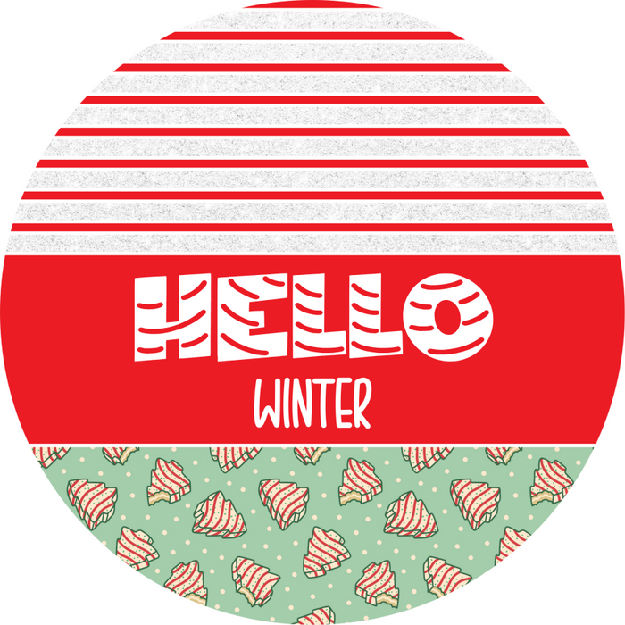 Door Hanger, Christmas Sign, Mint Green Christmas Cake Sign, Welcome Sign, 18" Wood Sign, Round Sign, DecoExchange - DecoExchange®