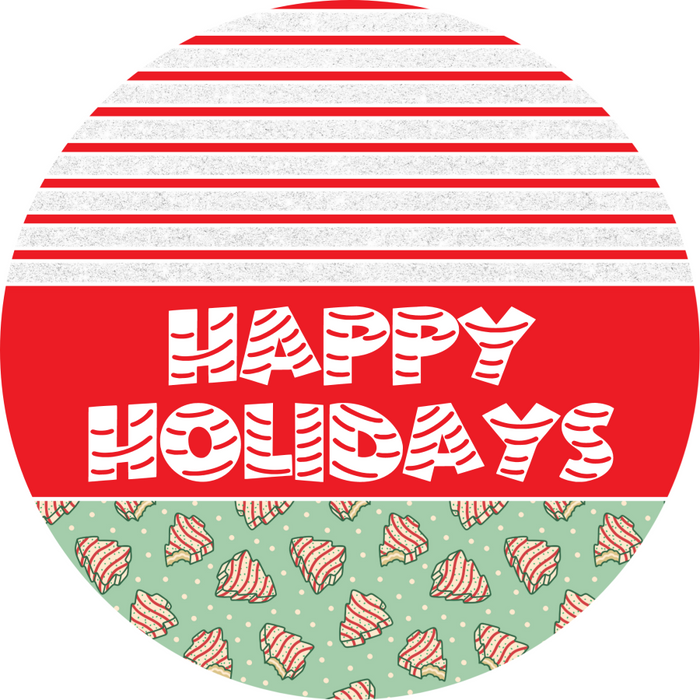 Door Hanger, Christmas Sign, Mint Green Christmas Cake Sign, Welcome Sign, 18" Wood Sign, Round Sign, DecoExchange - DecoExchange®