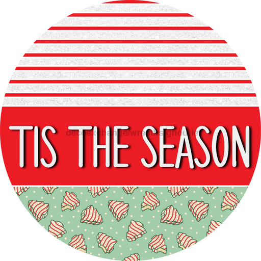Door Hanger, Christmas Sign, Mint Green Christmas Cake Sign, Welcome Sign, 18" Wood Sign, Round Sign, DecoExchange - DecoExchange®